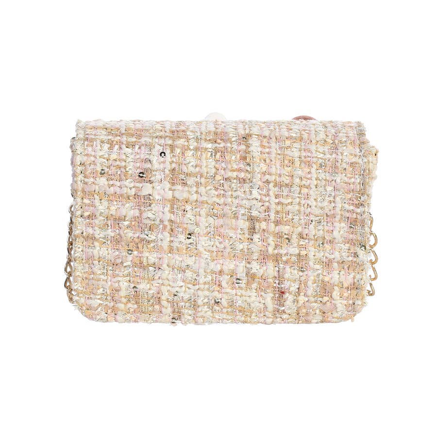 Mini Tweed Purse with Charms and Gold Twist Closure