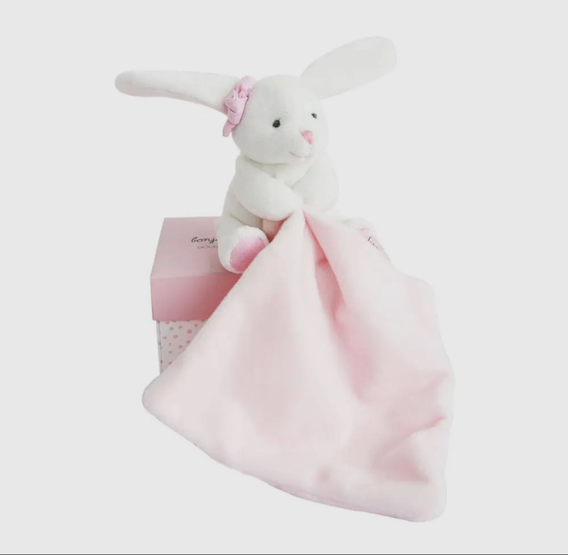 Hello Baby Blanket with Plush Stuffed Animal Bunny