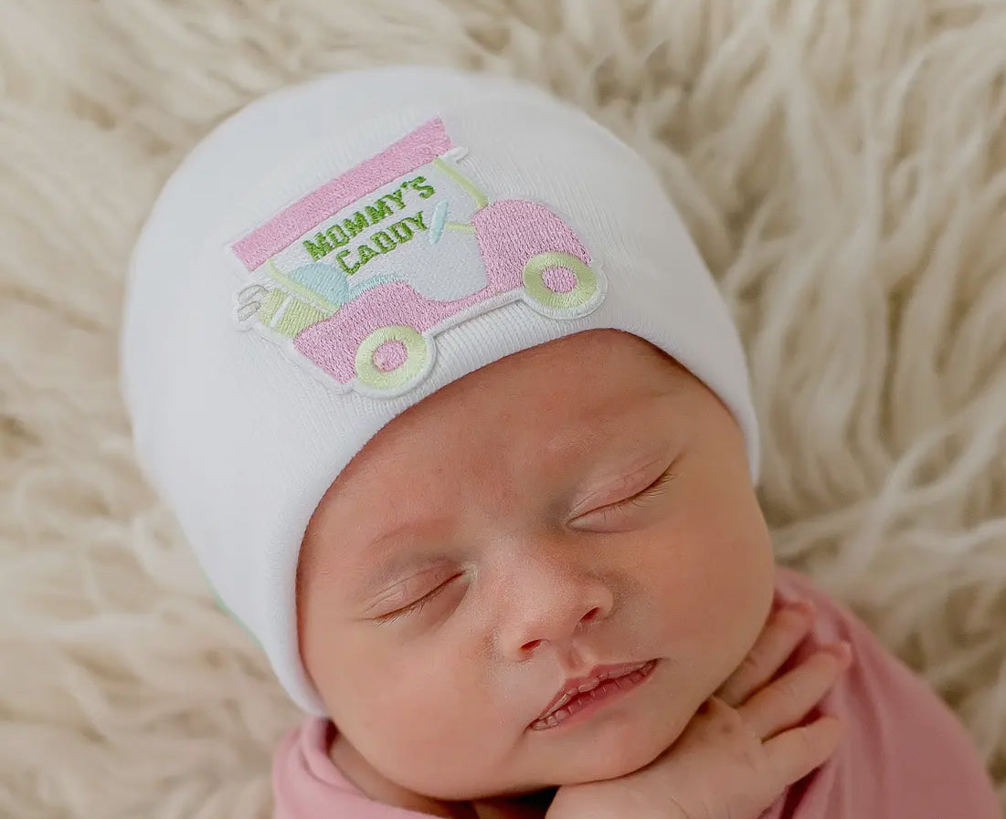 Mommy's Caddy Golf Cart Hat For Newborn Girls - Golf Babies
