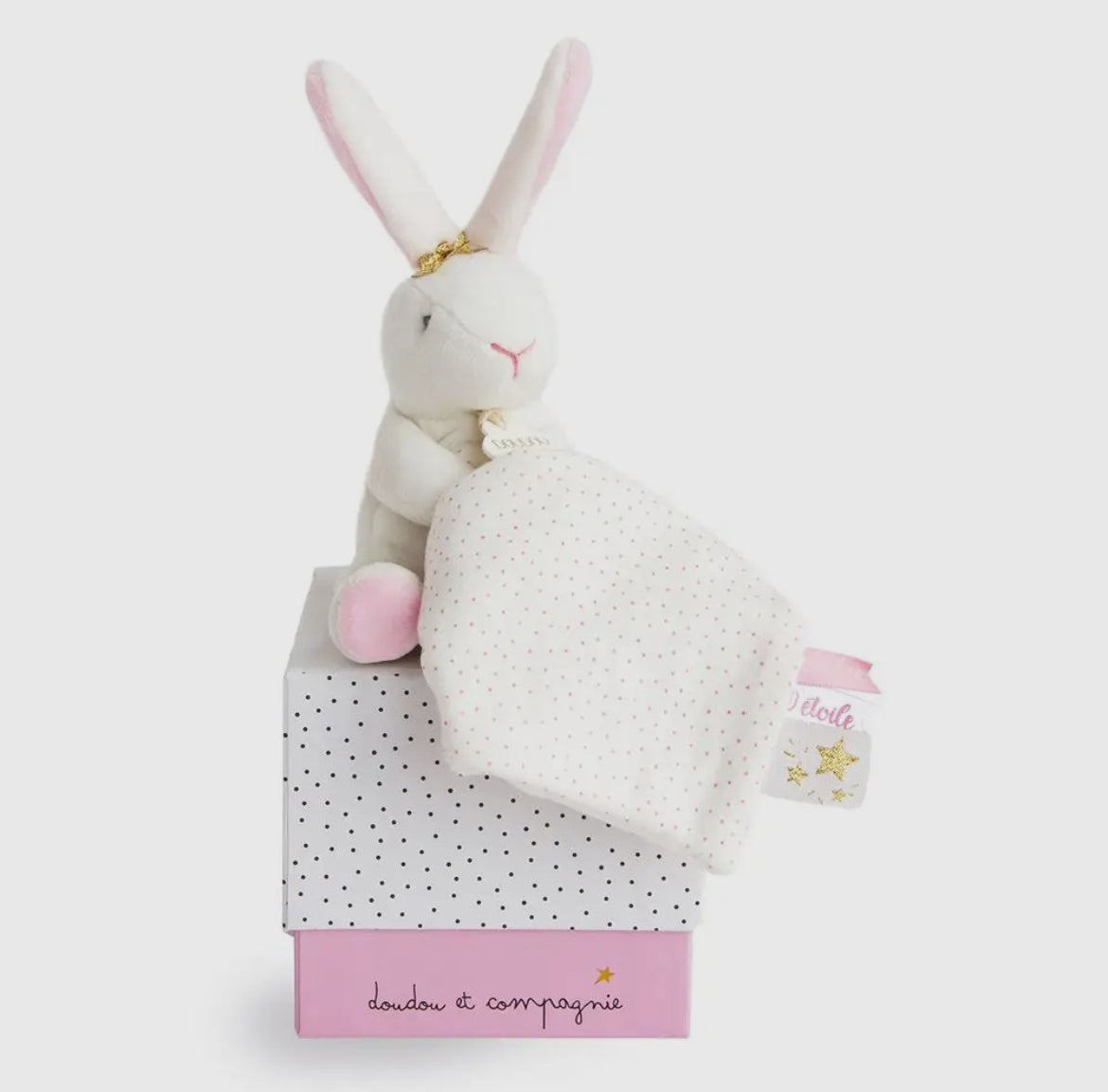 Pearl Bunny Plush Stuffed Animal with Doudou Baby Blanket