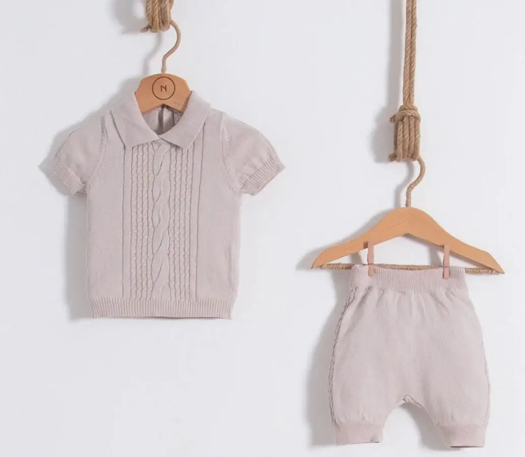 Nipperland•2-Piece Short Sleeve Sweater & Knitted Shorts Set