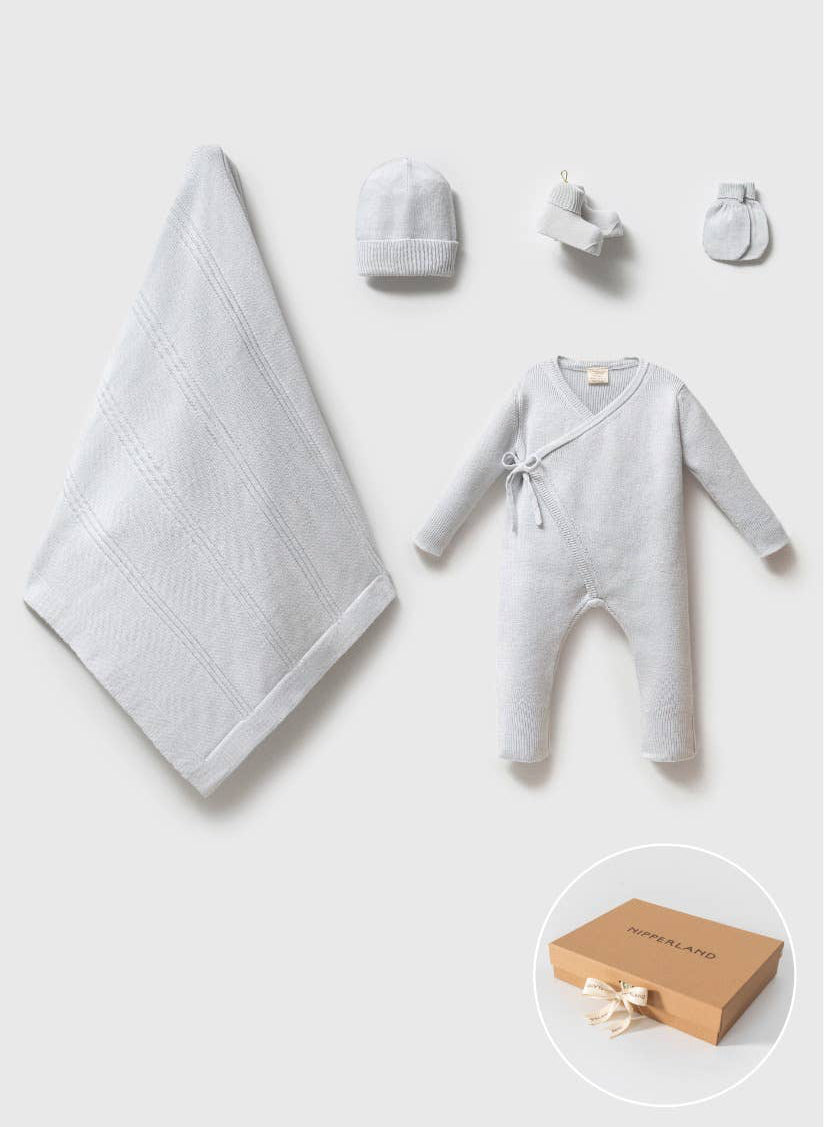 Nipperland•Organic Cotton Set: Romper, Blanket, Hat, Mittens, Booties