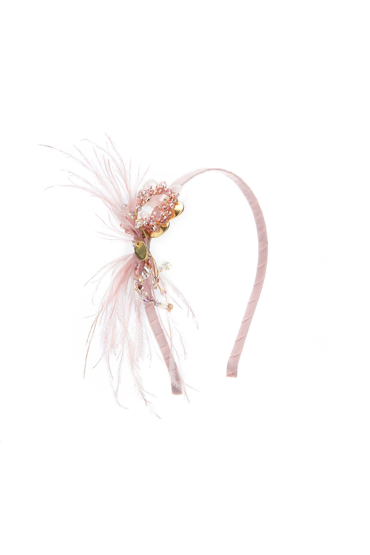 Beaded Crystal Ostrich Feather Headband