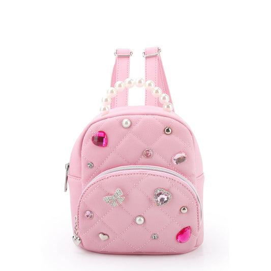 Quilted Rhinestone Micro Mini Backpack