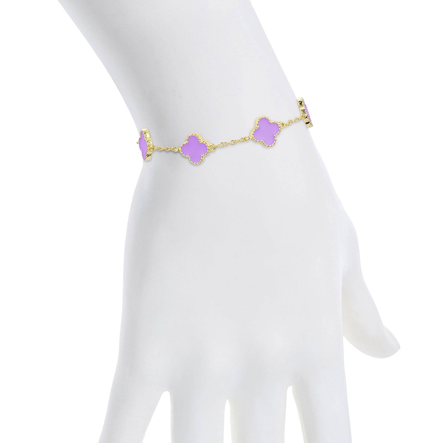 Lily Nily•Four Leaf Clover Link Bracelet - Purple