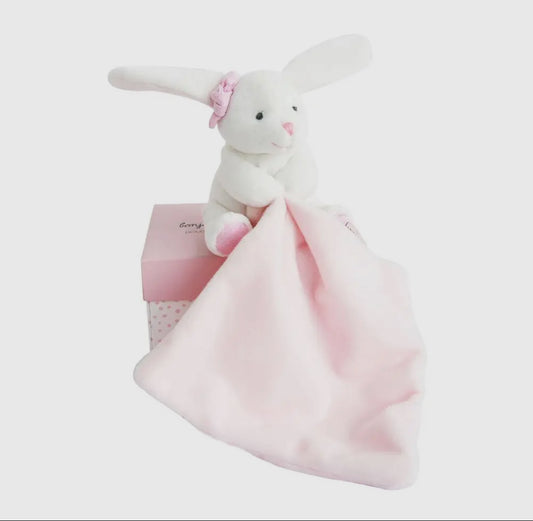 Hello Baby Blanket with Plush Stuffed Animal Bunny