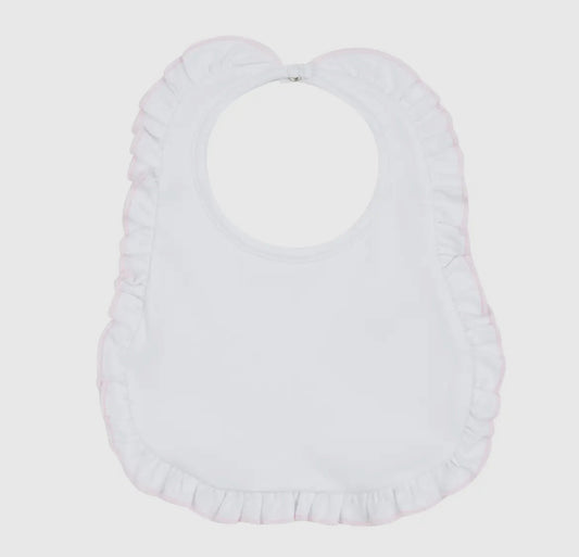 Magnolia Baby • Solid Essentials White Pink Ruffle Bib