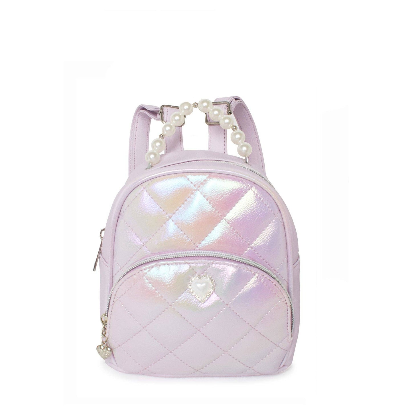Metallic Quilted Rhinestone Micro Mini Backpack