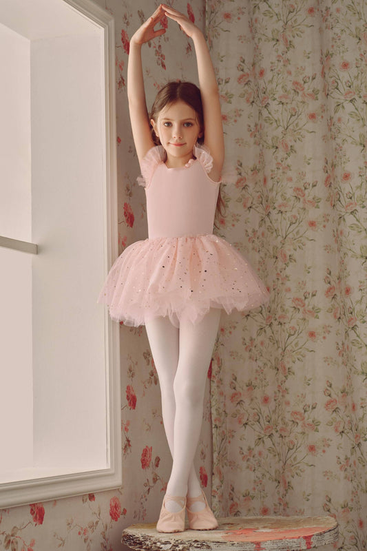 Ballet Leotards Flutter Sleeve Dance Dress for Girls