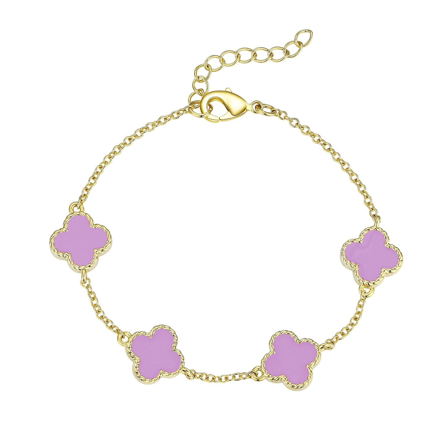 Lily Nily•Four Leaf Clover Link Bracelet - Purple