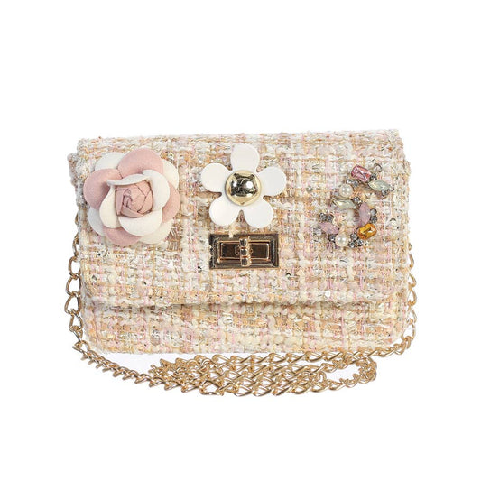 Mini Tweed Purse with Charms and Gold Twist Closure