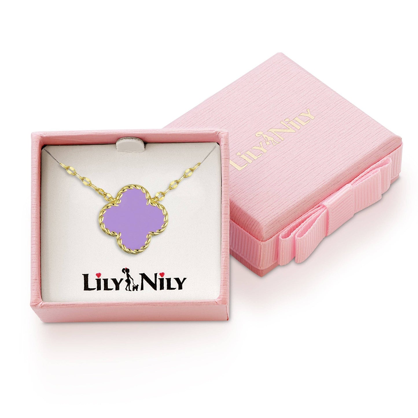 Lily Nily Four Leaf Clover Necklace - Purple
