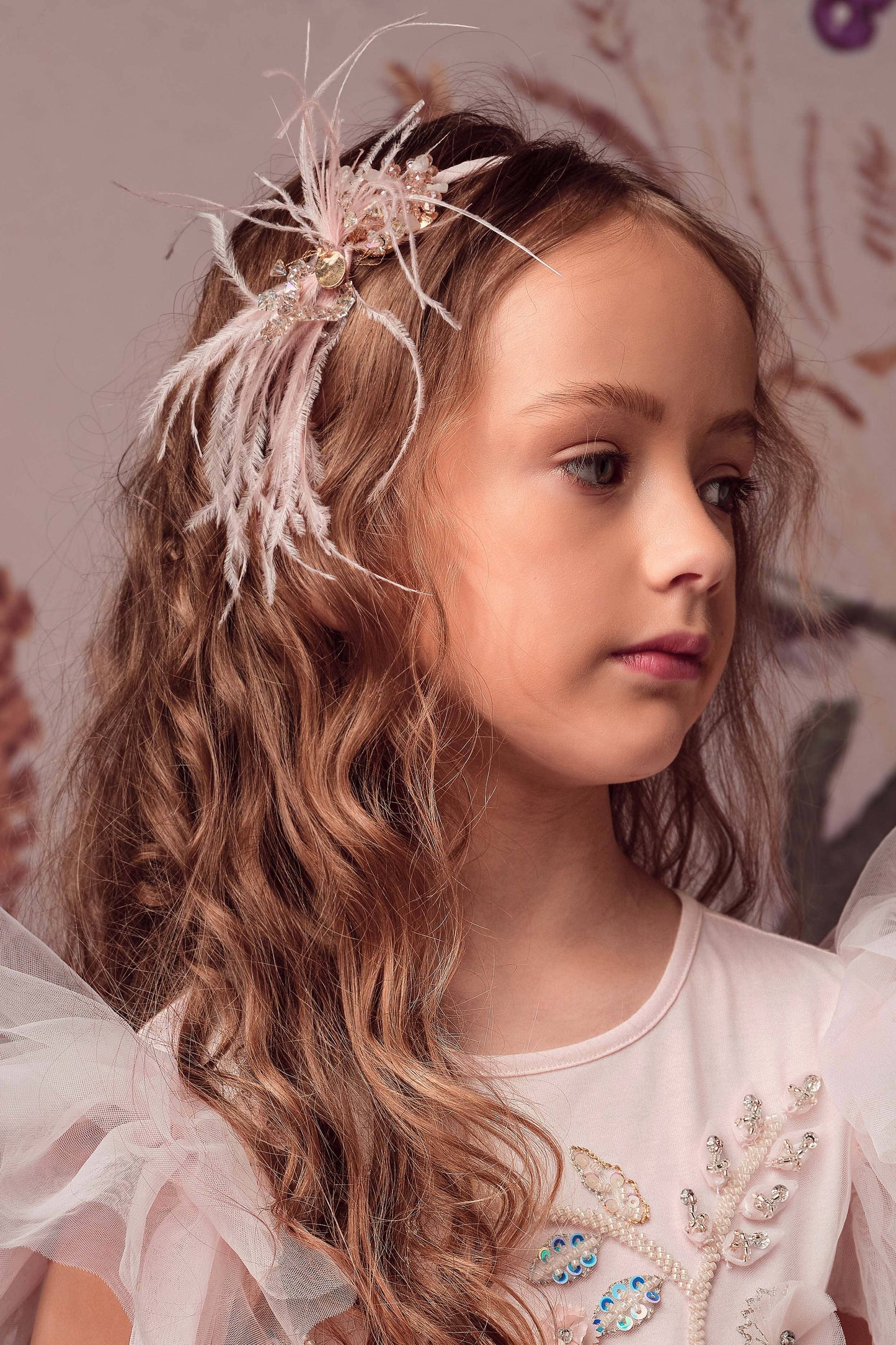 Beaded Crystal Ostrich Feather Headband